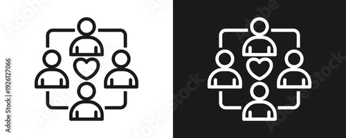 Community Icon Set Outline In White And Black Background