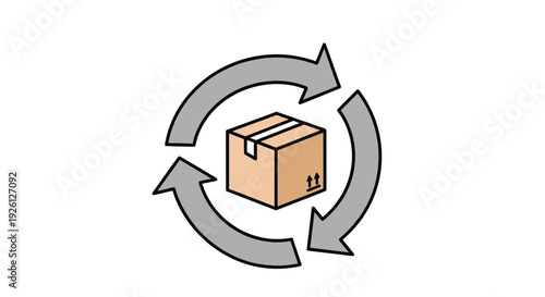 Cardboard Box with Arrows Recycling Process.
