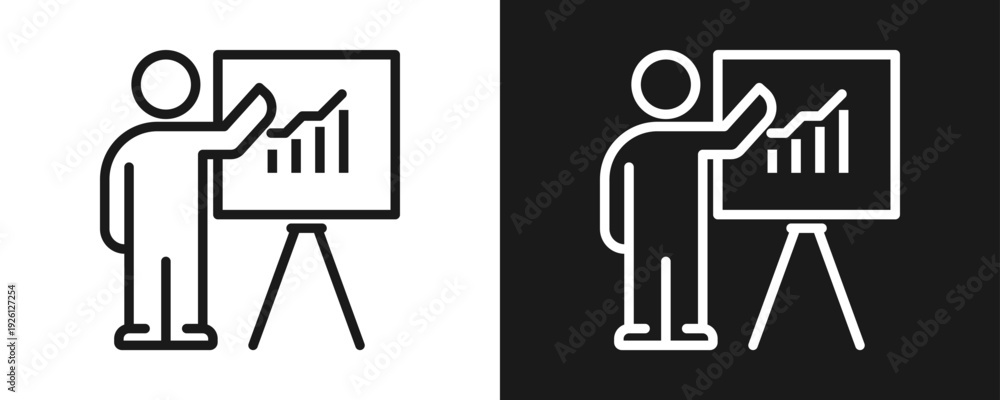 Fototapeta premium Presentation Icon Set Outline In White And Black Background