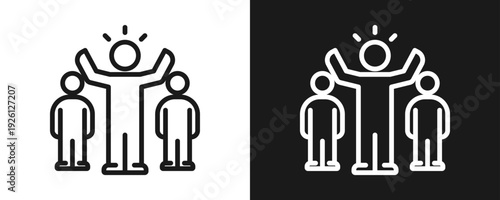 Leadership Icon Set Outline In White And Black Background