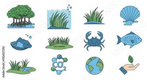 Collection of Environmental Icons and Symbols.