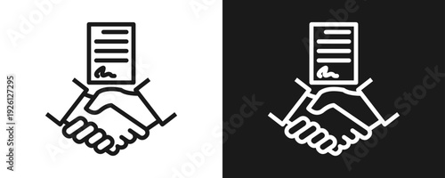Agreement Icon Set Outline In White And Black Background