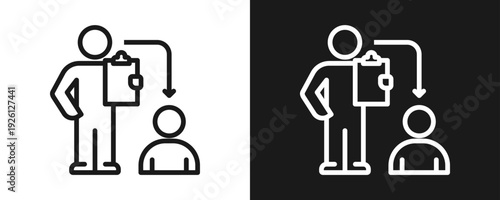 Coaching Icon Set Outline In White And Black Background