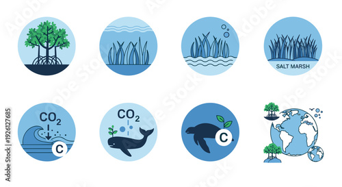 Environmental icons representing eco friendly concepts.