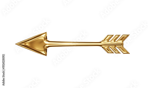 Golden Decorative Arrow Isolated on White Background