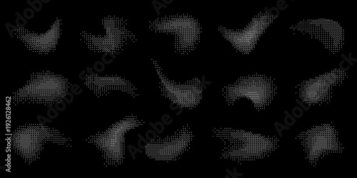 Abstract black and white pixel art showcasing various geometric shapes and patterns