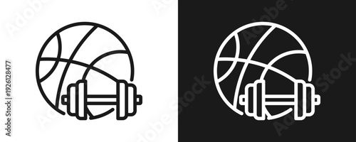 Sport Icon Set Outline In White And Black Background