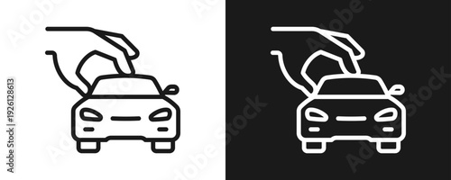 Transportation Benefits Icon Set Outline In White And Black Background