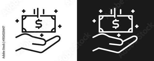 Bonuses Icon Set Outline In White And Black Background