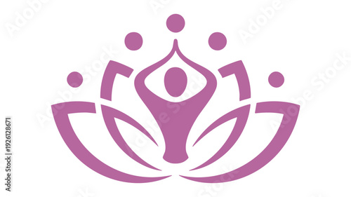 Elegant purple lotus flower with a central figure symbolizing inner peace and spirituality