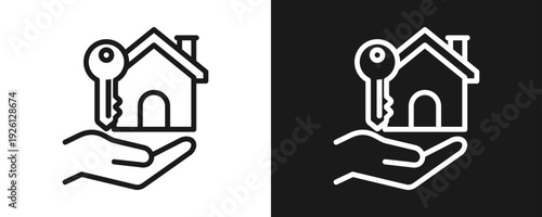 House Assistance Icon Set Outline In White And Black Background