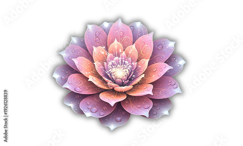 Beautiful Pink Lotus Flower Isolated on White Background
