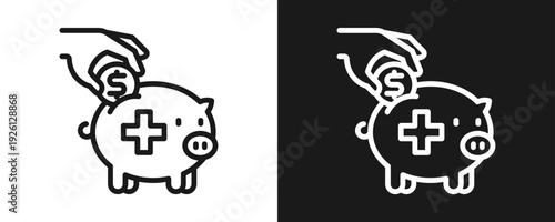 Hsa Icon Set Outline In White And Black Background