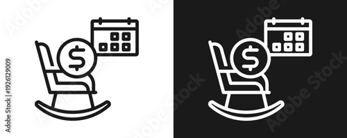Retirement Plan Icon Set Outline In White And Black Background