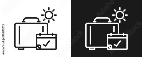 Paid Holidays Icon Set Outline In White And Black Background