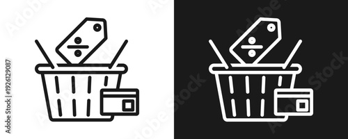 Employee Discounts Icon Set Outline In White And Black Background