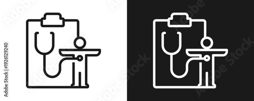 Annual Health Checkup Icon Set Outline In White And Black Background