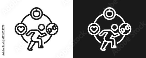 Wellbeing Program Icon Set Outline In White And Black Background