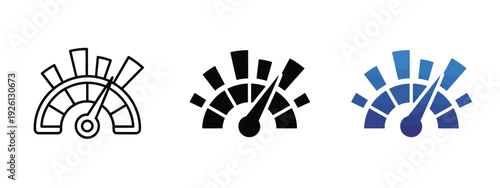 Dashboard gauge icon with performance indicators and chart bars, analytics and KPI monitoring symbol, business metrics, statistics and data measurement concept, productivity and progress pictogram 