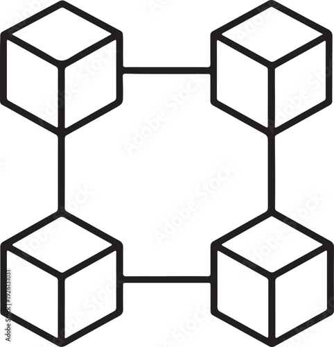 Blockchain Cube Network Icon: Secure Data, Digital Currency, Cryptocurrency Technology