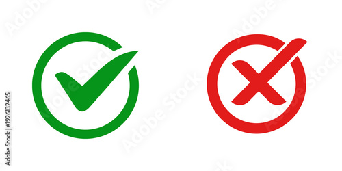 Free Download Green check mark and red cross symbols isolated on transparent background - GFXLoad
