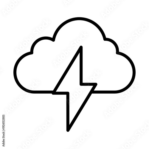 A black outline icon of a storm cloud with a lightning bolt