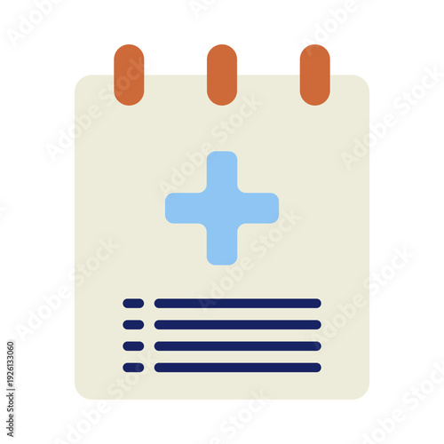 Medical calendar icon with plus symbol and list
