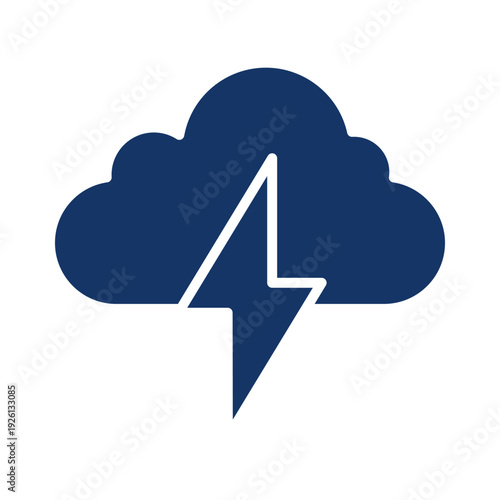 A blue cloud with a white lightning bolt inside