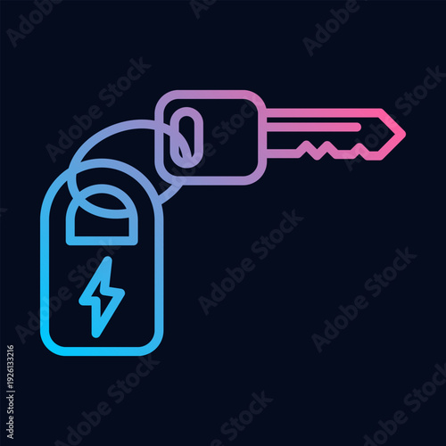 A stylized icon of a key with an electric bolt on its fob