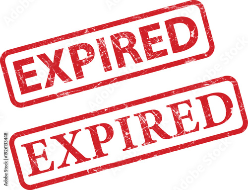 Two red color expired rubber stamps with grunge effect.