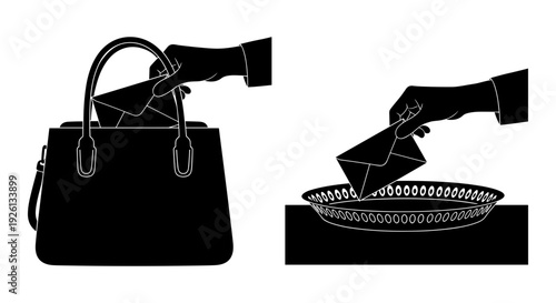 Elegant handbag with unique detachable armrest accessory design Vector, illustration