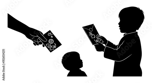 Adult shares a book with a young child in a heartwarming reading moment Vector, illustration