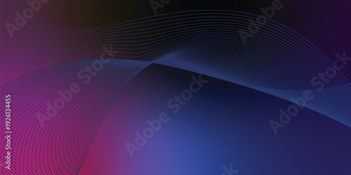 Bold megenta, blue, and black gradient streaks curving through a moody grainy backdrop, enhanced with gentle glow and layered transparency, suitable for contemporary poster or header compositions.