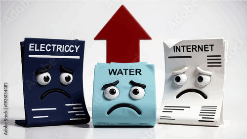 Rising Utility Bills Concept with Internet Electricity and Water Under Inflation Pressure