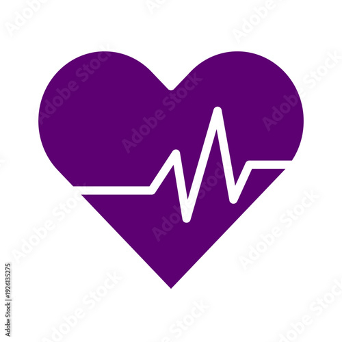 Purple heart with white electrocardiogram line