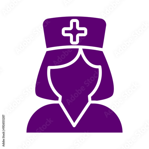A purple nurse icon with a white outline on a white background