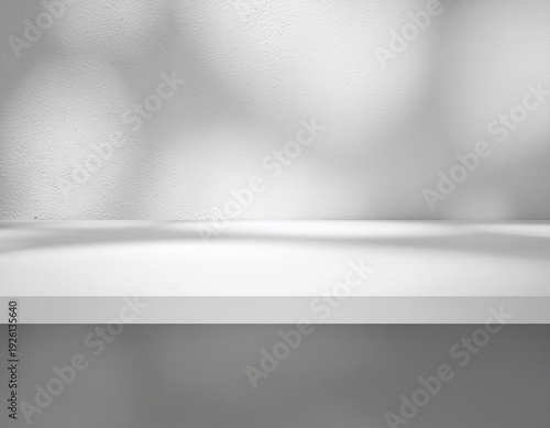 Wallpaper Mural Empty white metal shelf on wall with spotlights Torontodigital.ca