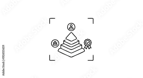 Business Hierarchy Pyramid with People and Achievement Symbol.