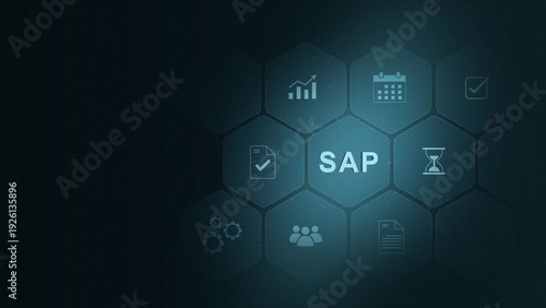 Foto SAP System Software Automation concept on virtual screen data center