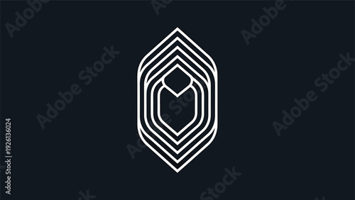 Abstract geometric logo design with layered shapes and symmetry.
