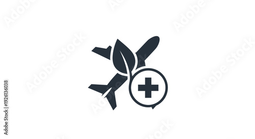 Medical cannabis leaf logo and herbal health symbol set