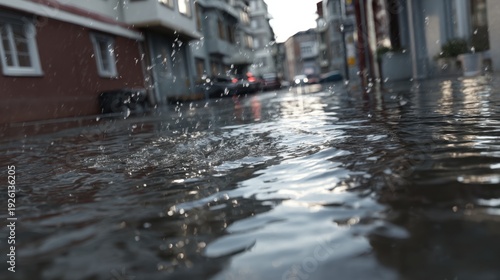 Wallpaper Mural Raindrops Splashing on Flooded Urban Street After Heavy Rainfall Torontodigital.ca