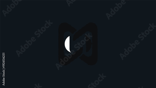 Abstract Crescent Moon Shape on Dark Background.