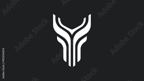 Abstract Geometric Symbol Resembling Stylized Bull Horns.