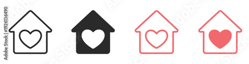 House with heart icon, a home shape combined with a love symbol creating a warm support graphic for charity and family care, simple design for community sign, health-oriented concept