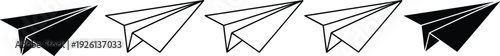 Set of Paper Plane Vector Icons in Solid and Line Art Styles Representing Air Travel Messaging Freedom Creativity Entrepreneurship and Start Up Business Communication