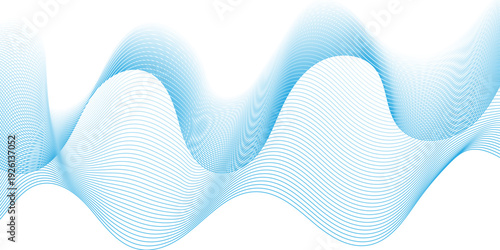 Modern abstract wave digital blue and white geometric technology. Abstract line wave gradient poster blend background vector.