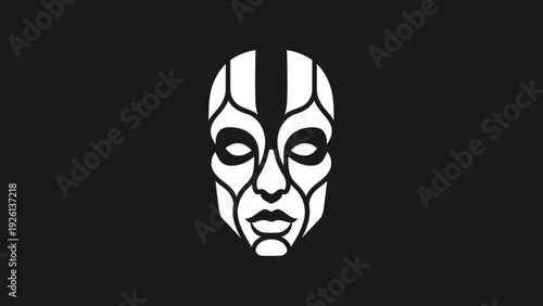 Abstract Futuristic Face Design with Geometric Lines.