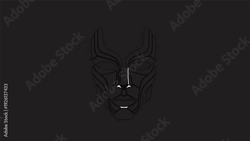 Black Panther Mask Silhouette Minimalist Design.