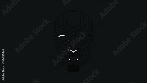 Abstract Face Silhouette with Glowing Eyes and Mouth.
